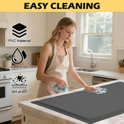 GOOFCXO 3 x 5 FT Anti Fatigue Mats Industrial 15/16 Inch Thick Soft Sponge Ergonomic Mat Durable Heavy Duty Diamond Plate for Standing Non Slip Industrial Grade Floor Mat for Leg & Back Pain (Gray)