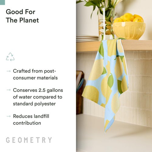 GEOMETRY Spring Kitchen Towels - Quick Dry Microfiber Cloth Spring & Summer Dish Towels for Kitchen Drying - Premium Quick Dry Towel - Lemonade Lines, 18" x 30" - 2-Pack