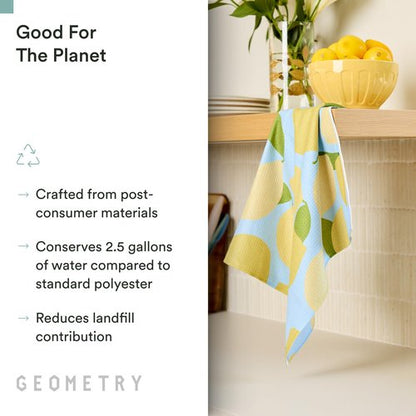 GEOMETRY Spring Kitchen Towels - Quick Dry Microfiber Cloth Spring & Summer Dish Towels for Kitchen Drying - Premium Quick Dry Towel - Lemonade Lines, 18" x 30" - 2-Pack