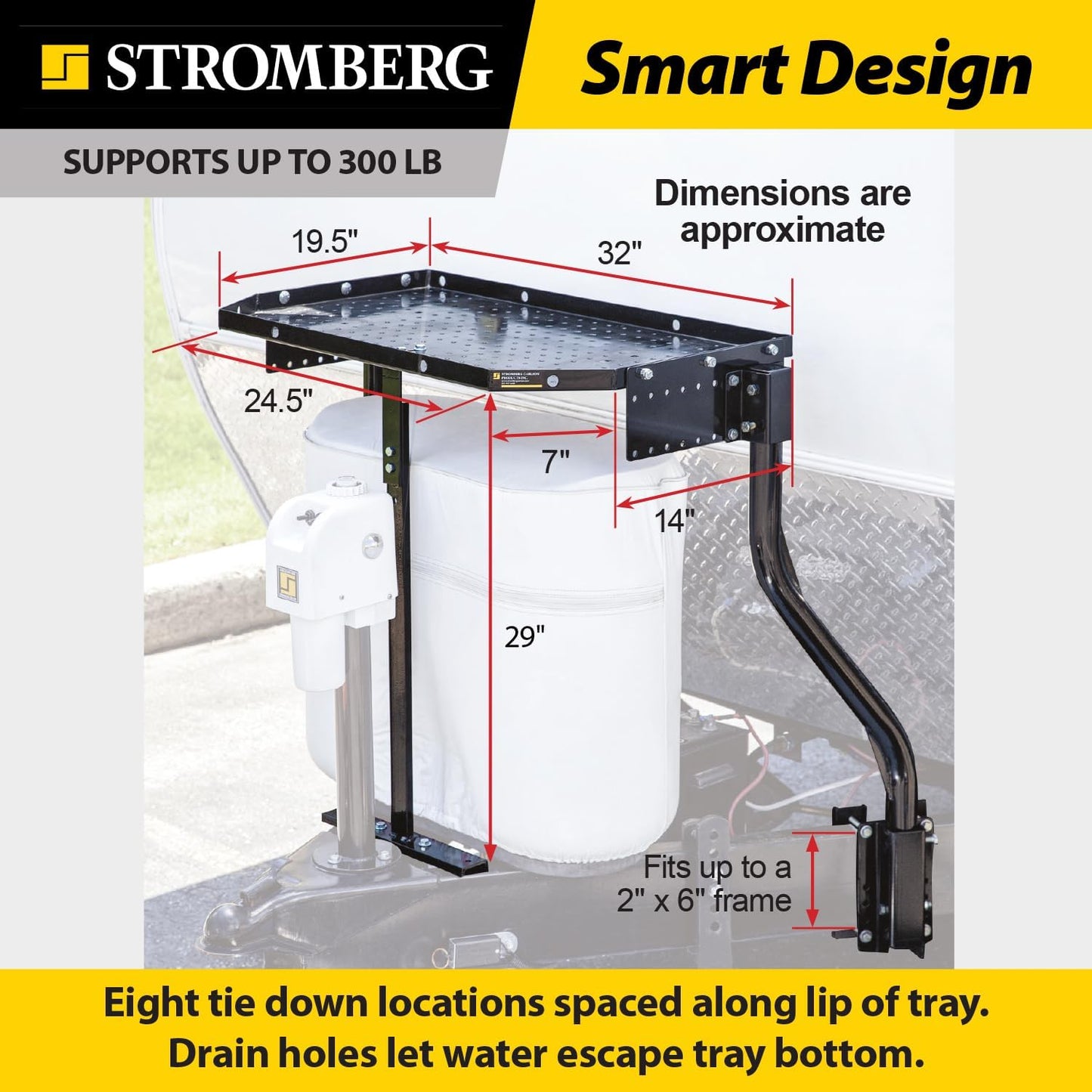 Stromberg Carlson CC-255 Trailer Tray – A-Frame Mounted Tray, RV Generator Mount, Trailer Cargo Carrier, Travel Storage Solutions, Front Mount Cargo Carrier & Rack – Black