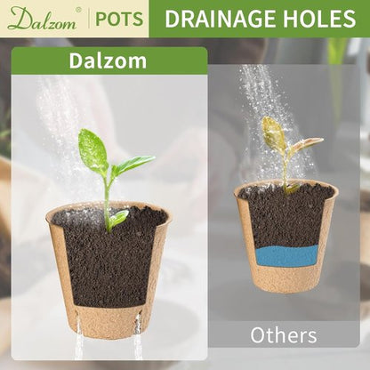 Dalzom® Biodegradable Peat Pots - 60Pcs 3.1” Seedling Containers with Drainage Holes & Labels