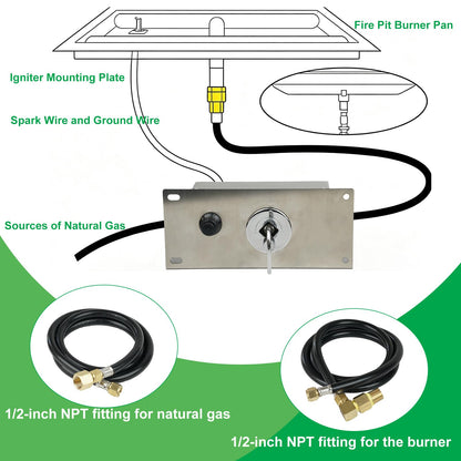 YINIMI All-in-One Natural Gas Fire Pit Ignition System Kit, Outdoor DIY Fire Pit Accessory