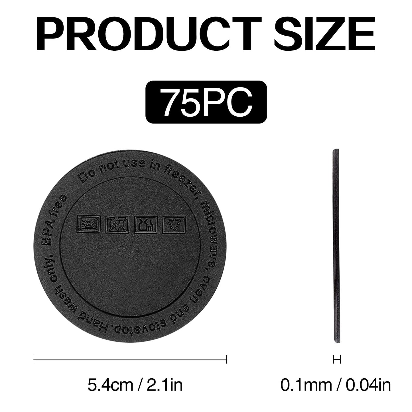 75PCS Rubber Bottoms for Sublimation Tumblers, 56mm Protective Anti-Slip Silicone Bottom with Adhesive, Non-Slip Silicone Coaster Rubber Bottom for Wine Tumblers Skinny Straight Tumblers Mason Jars