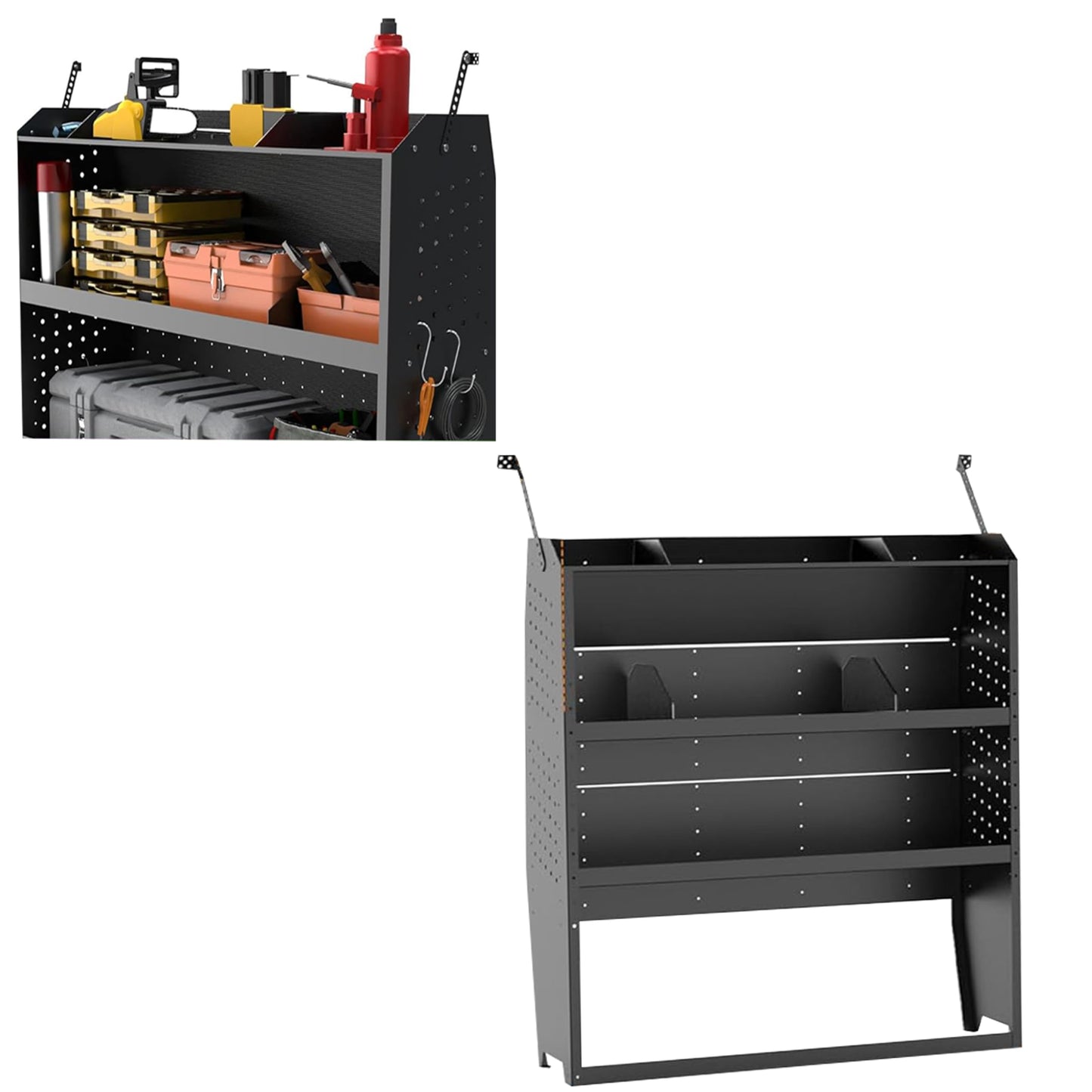 WRLWY “Van Shelves for Cargo Vans – Steel Storage & Shelving System, Fits Ford Transit, RAM ProMaster, Chevy Express, Nissan NV, Sprinter – 32" W x 43" H x 13" D”