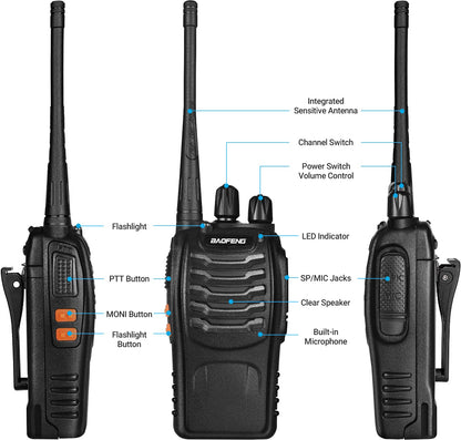 Baofeng Walkie Talkies Two-Way Radios bf-888s for Adults Long Range Rechargeable Communicator Handheld Professional UHF Interphone 10 Pack Walky Talky Set with Earpiece,Li-ion Battery and Charger