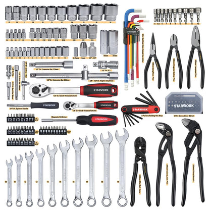 STARWORK TRUE MECHANIC™ 169-Piece Mechanics Tool Set, Professional, Metric