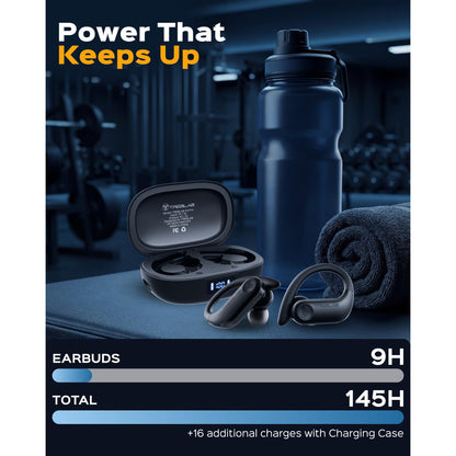 TREBLAB X3 Pro - Sports Wireless Ear Buds Bluetooth - Comfortable Workout Headphones with Secure Ear Hooks, 9H Long Battery Life, IPX5 Sweatproof Earphones, Noise Isolation Over Ear Earbuds