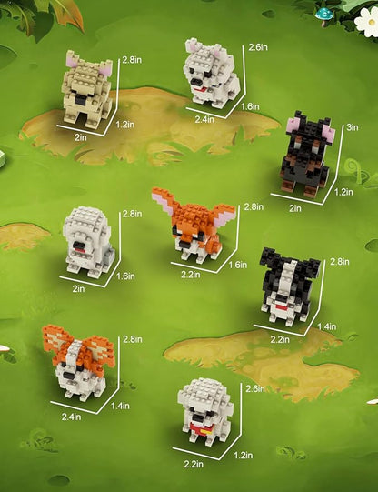 SEMKY Micro Mini Blocks Dog Series 8 in 1 Animal Model Set(1002Pieces) -Building and Pet Toys Gifts for Kid