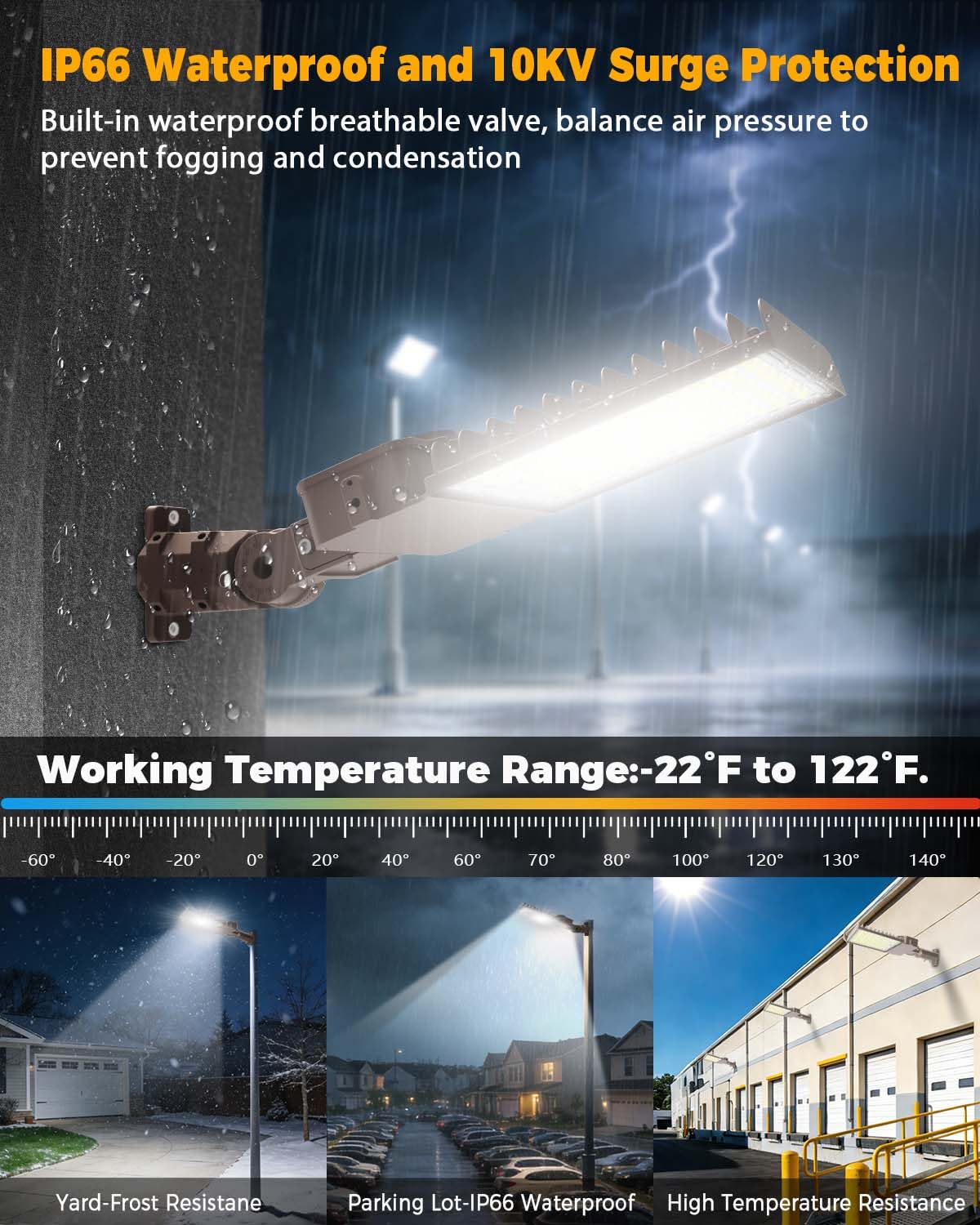 CLLIGHTING 150W Parking Lot Light: 160lm/W 5000K Arm & Slip Fitter Mount LED Parking Lot Lights for Outdoor - IP66 Waterproof Rating LED Pole Light for Driveway with 24000LM 1PACK