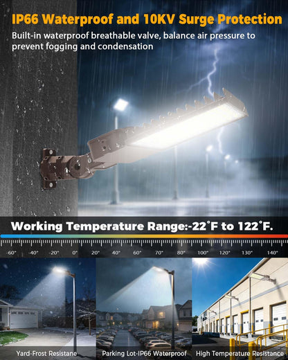 CLLIGHTING 150W Parking Lot Light: 160lm/W 5000K Arm & Slip Fitter Mount LED Parking Lot Lights for Outdoor - IP66 Waterproof Rating LED Pole Light for Driveway with 24000LM 1PACK