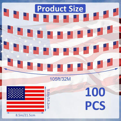 NOVWANG American Flag Banner - 100PCS USA Flag Banners for Independence Day, Patriotic Events, Sports, Bars Decorations
