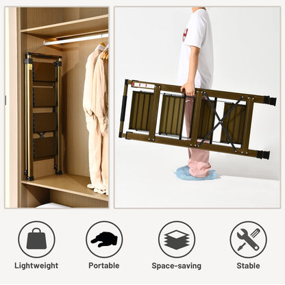 XinSunho 4 Step Ladder, Aluminum 4 Step Stool with Retractable Handrail and Anti-Slip Wide Pedal, Folding Stool Ladders 4 Steps, 330lbs Safety Household Slim Ladder
