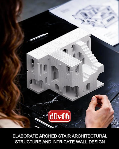 dOvOb Architectural Transformable White Castle Building Blocks Set - 1170PCS Construction Magic Maze Mode Collectible Display Set for Adults and Teenagers
