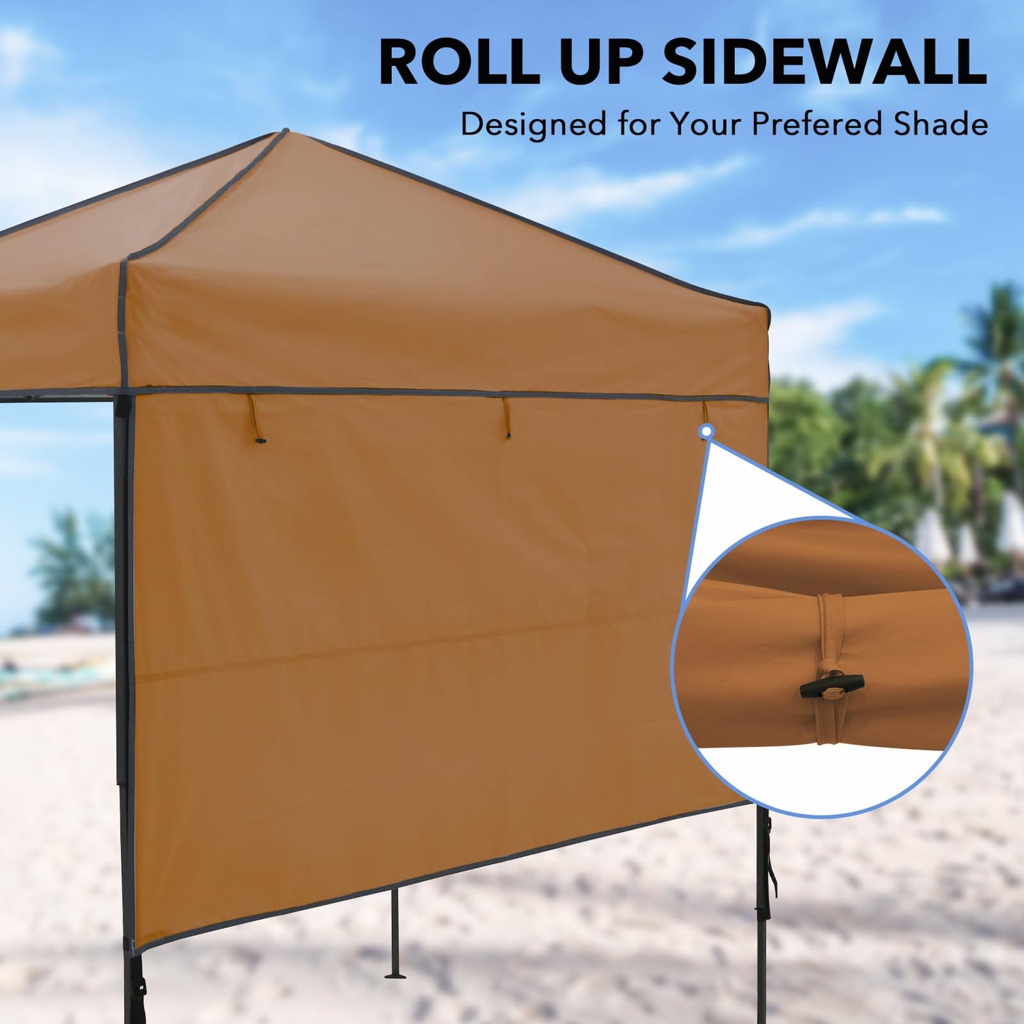 INTER HUT 6x4 Pop Up Canopy Tent with Half Wall Panel, Instant Portable Beach Canopy, Outdoor Tent with Carry Bag for Camping, Sports, Tailgating, Events, Khaki