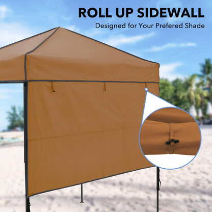 INTER HUT 6x4 Pop Up Canopy Tent with Half Wall Panel, Instant Portable Beach Canopy, Outdoor Tent with Carry Bag for Camping, Sports, Tailgating, Events, Khaki