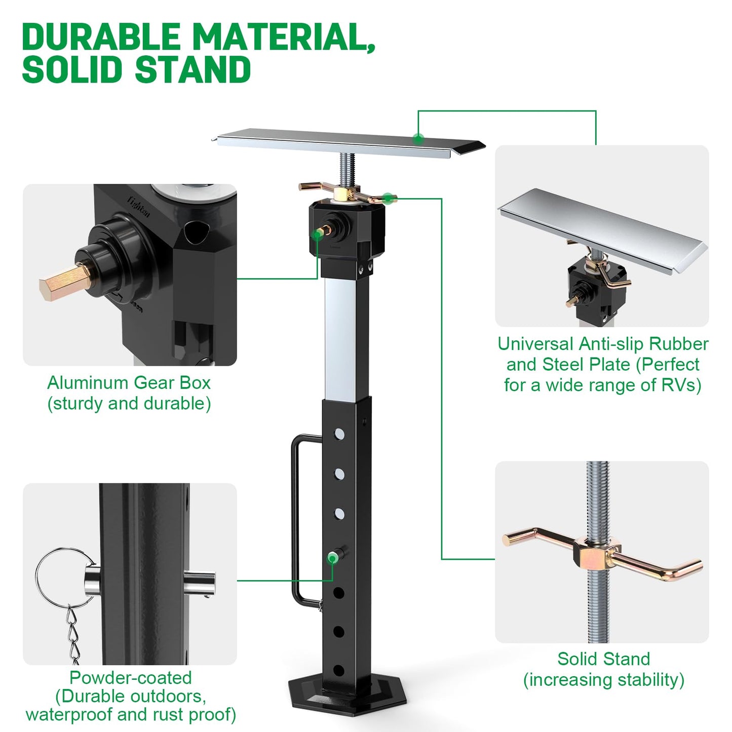 RV Slide Out Support Jacks 16"-36"(Electric Drill Adjust) 2 Pcs Heavy Duty RV Stabilizer Jacks for Camper and Travel Trailer, Supports Up to 5,000 lbs and Aluminum Gear Box