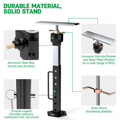 RV Slide Out Support Jacks 16"-36"(Electric Drill Adjust) 2 Pcs Heavy Duty RV Stabilizer Jacks for Camper and Travel Trailer, Supports Up to 5,000 lbs and Aluminum Gear Box