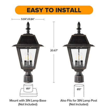 LUTEC Outdoor Solar Lamp Post Light, Dusk to Dawn, 300LM, Waterproof, Brown, Model 6936704213