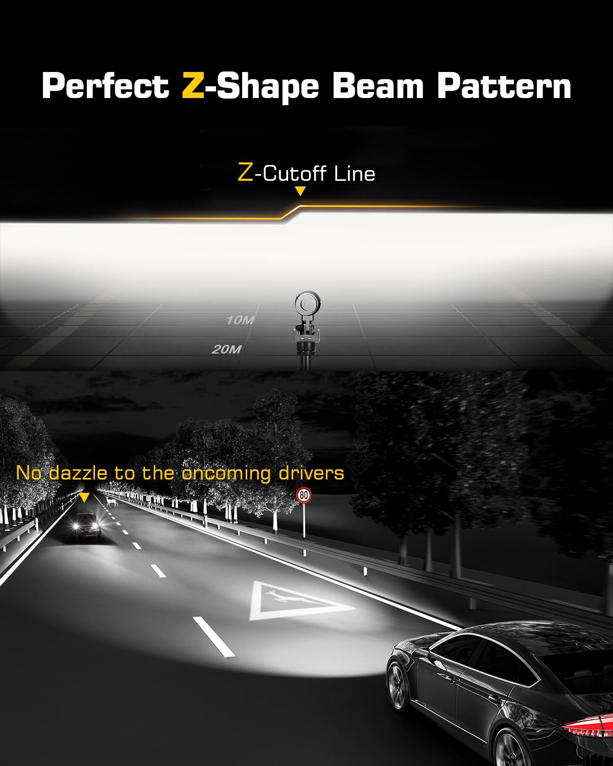 1000% Bright 7 Inch LED Headlights Round H6024 Compatible with Jeep Wrangler JK JKU TJ LJ CJ Ford Chevy GMC Miata etc High/Low Sealed Beam Headlamp Replacement DOT Approved Black 1 Pair