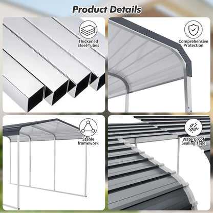 10x15 FT Heavy Duty Metal Carport with Galvanized Steel Roof, Oversized Car Shelter for Trucks Boats Tractors – Outdoor Vehicle Canopy for Driveway, Yard, Farm