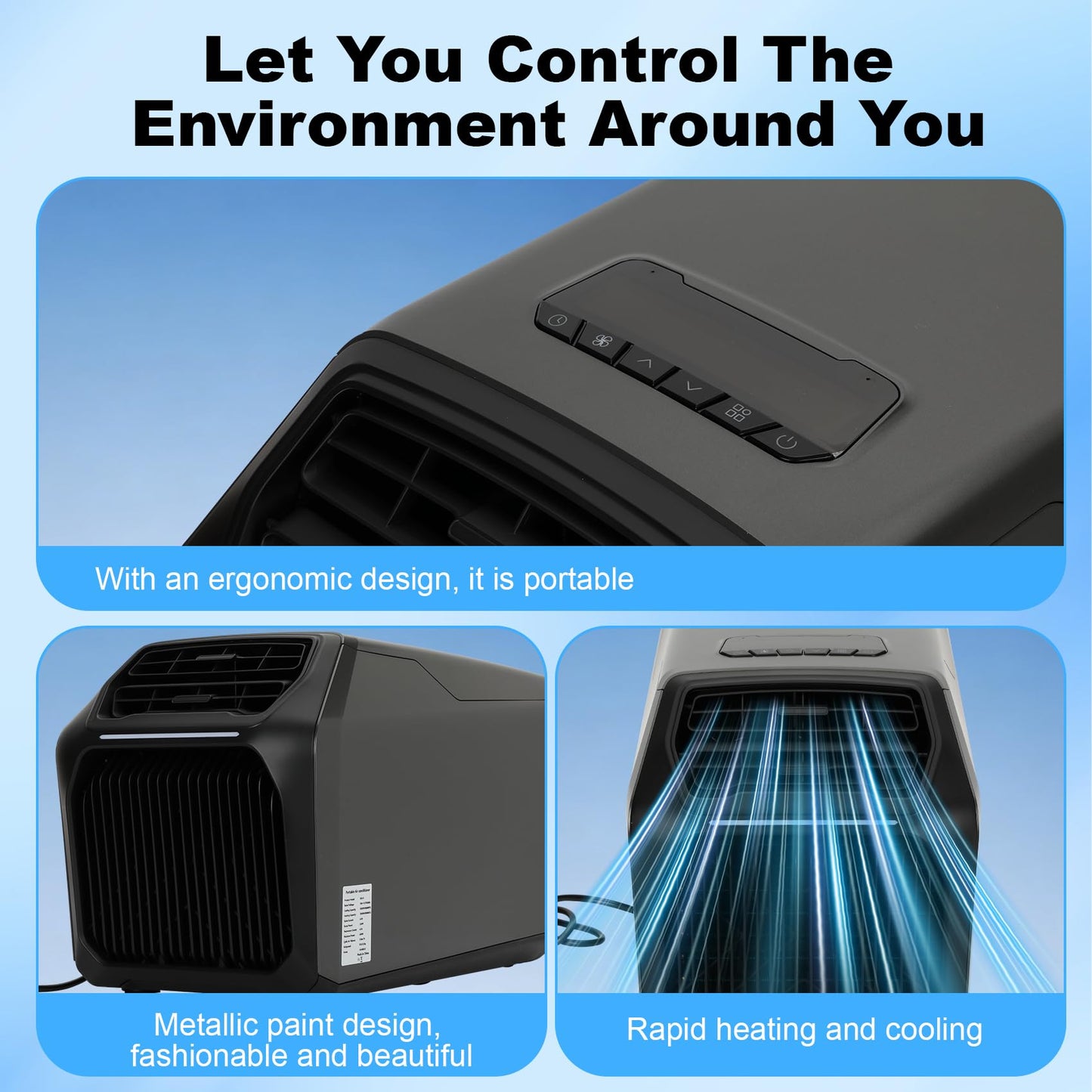 8,000 BTU Portable Camping Air Conditioners & Heater, 5-in-1 Cooling, Heating, Fan, Dehumidifier, Sleep Mode, 550W Portable Tent Air Conditioner for Camping, RV, Truck, Small Room, Indoor/Outdoor Use