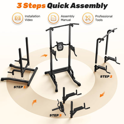 SPORTSROYALS Power Tower, Multi-Function Pull up Bar Dip Station with Upgraded Adjustable Foot Cover Equipment for Home Gym,360LBS