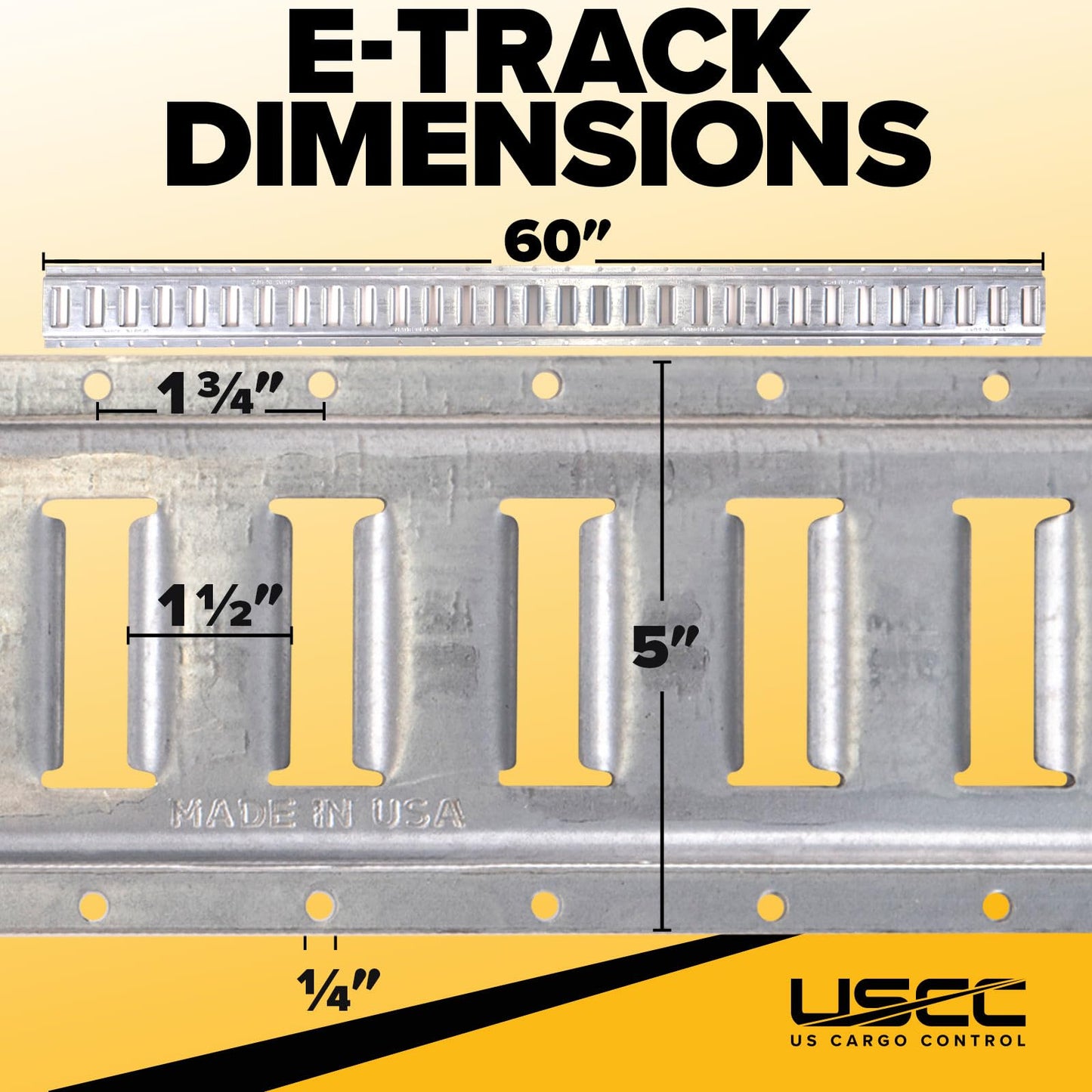US Cargo Control 12 Gauge Steel 5 FT Galvanized E Track Rail (5-Pack) Horizontal ETrack Rails for Trailers, Garages, Cargo Vans, 6,000 Pounds Break Strength Per E-Track Slot