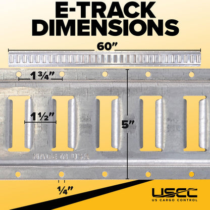 US Cargo Control 12 Gauge Steel 5 FT Galvanized E Track Rail (5-Pack) Horizontal ETrack Rails for Trailers, Garages, Cargo Vans, 6,000 Pounds Break Strength Per E-Track Slot