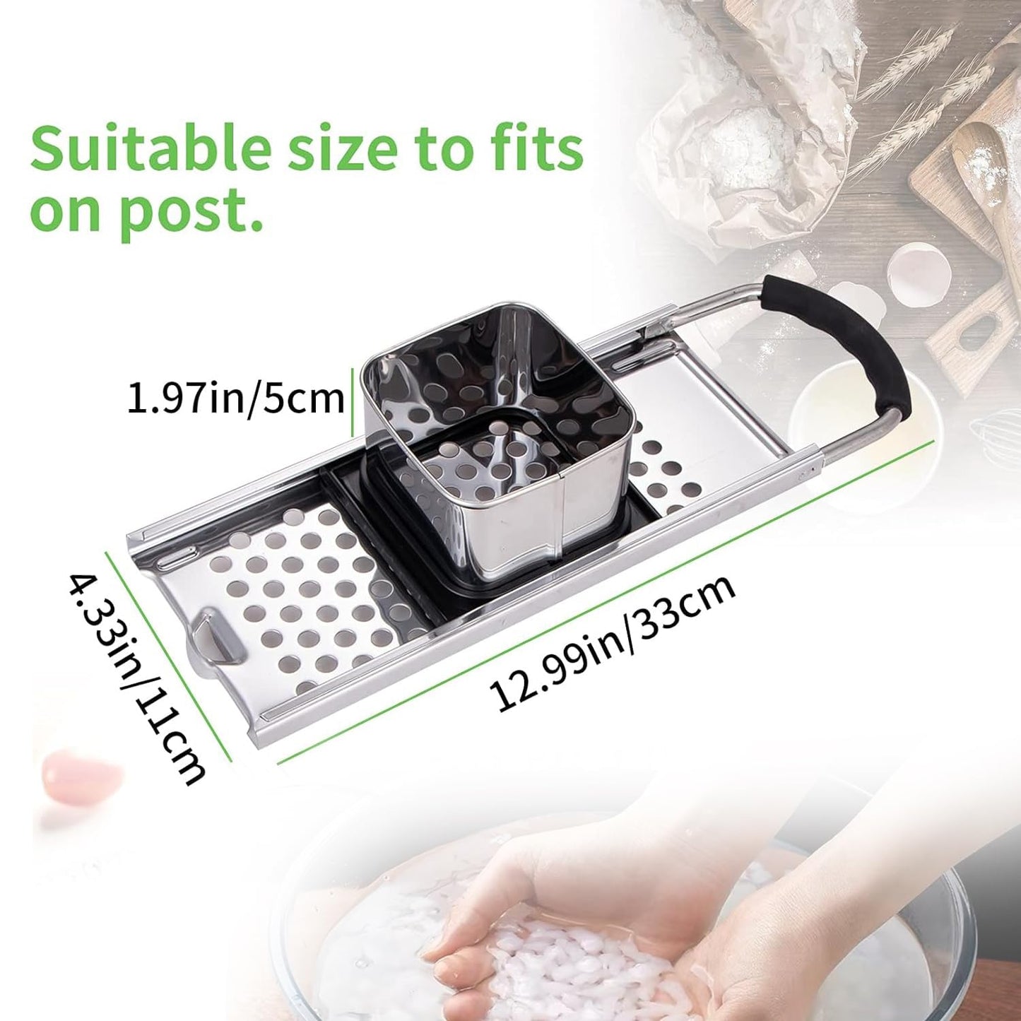 Mlesi Premium Grade Stainless Steel Spaetzle Maker Widen Plastic Handle Homemade Egg Noodle Dumpling Perfect Sized for pots and Pans Making Tool
