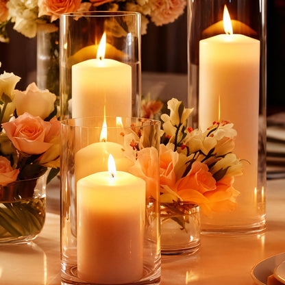 12 Packs Ivory Pillar Candles for Centerpiece, 2x3 2x6 2x8 Inch, Classic Unscented Wedding Candles for Hurricane, Dripless and Smokeless Candles for Party, Home Decor, Mantels