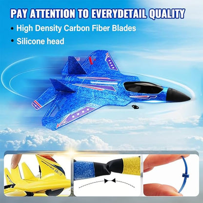 Blue RC Plane for Kids Upgrade F-22 Raptor Fighter RC Airplane Remote Control Airplane Toys 2.4 GHZ Smart 6-axis Gyro Stabilizer RTF RC Jet Aircraft Easy to Fly Outdoor Toy RC Glider for Beginners
