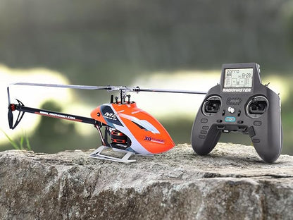 OMPHOBBY M2 EVO MK2 Ready To Fly RC Helicopter Outdoor Dual Brushless Motors Direct-Drive 6CH Remote Control Helicopters for Adults 3D RC Plane with Remote Control Mini Drone RTF Red