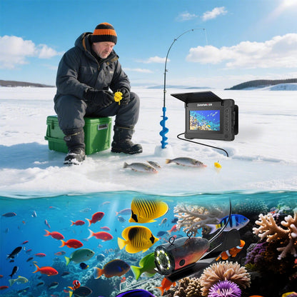 Underwater Fishing Camera 7 Inch LCD Fishing Camera with Infrared Night Vision Light, Portable Fish Finder with 15M Cable, and Upgraded HD Lens for Lake, Boat, Ice Fishing,Portable Fish Finder