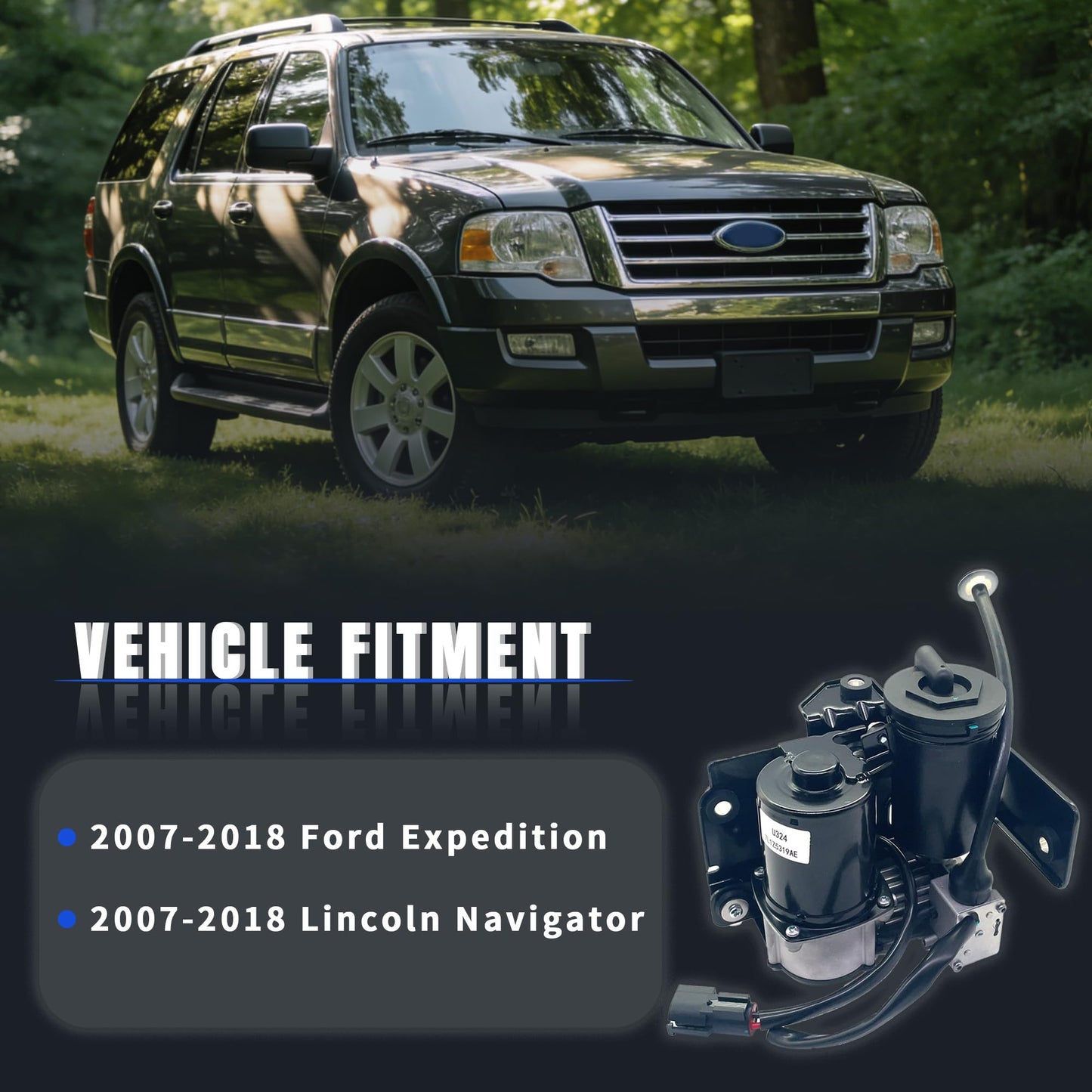 Air Suspension Compressor Pump Compatible with Ford Expendition & Lincoln Navigator 2007-2018 OE# 7L1Z5319AE, 7L1Z5319A, 949-202