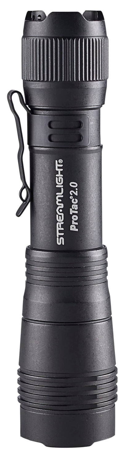 Streamlight 89000 ProTac 2.0 2000-Lumen 17300-Candela Rechargeable Tactical LED Flashlight with USB C Cable, and Holster, Box, Black