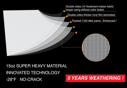Leaveshade RV Awning Fabric Replacement Motorhome Camper Trailer Awning Fabric Super Heavy Vinyl Coated Polyester 14'3''(Fit for 15' Awning)-Solid Black
