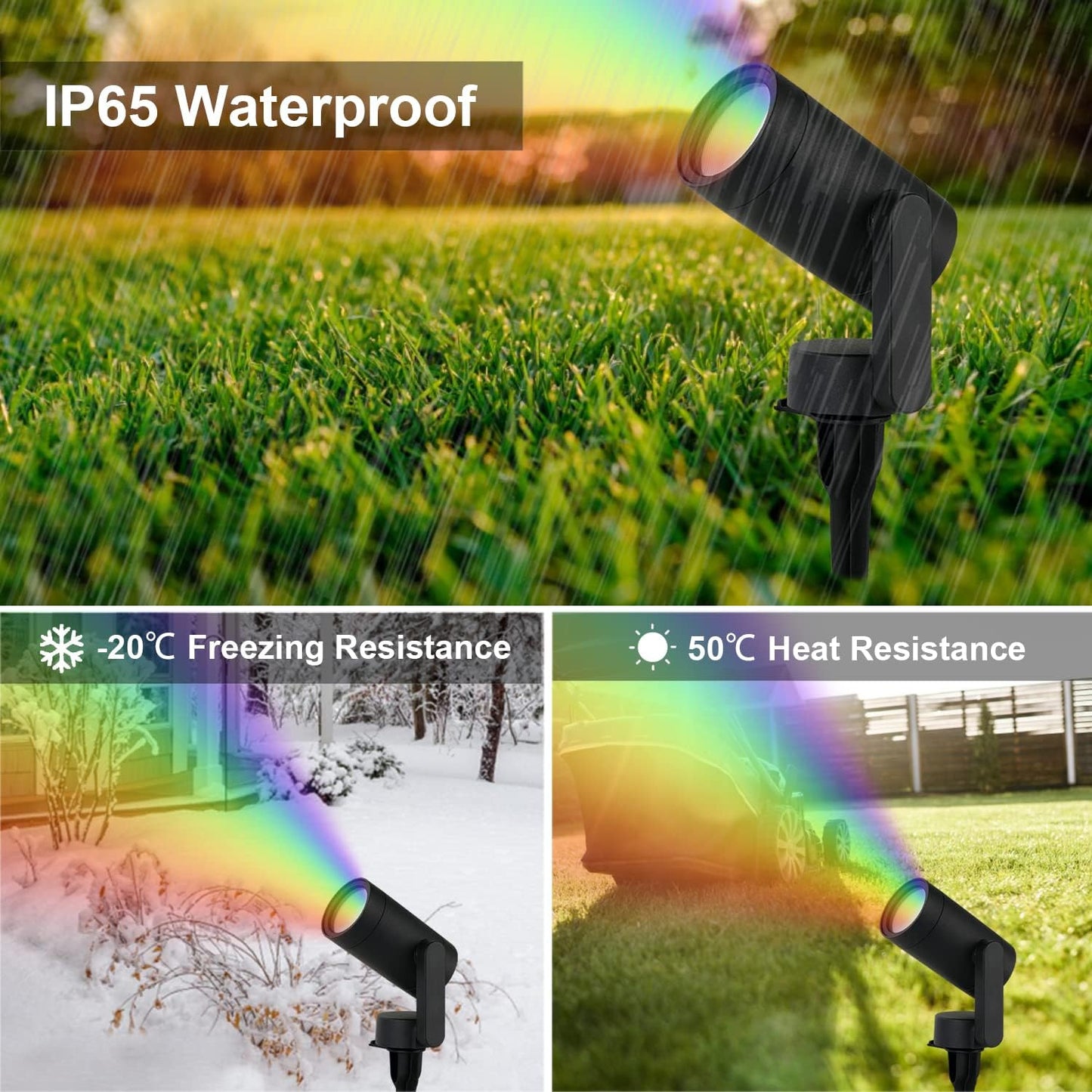 MULANDI Smart Landscape Lighting, 3 Pack RGBW Color Changing LED with App Control Waterproof Spotlight, Outdoor Yard Spot Lights with 36W Transformer & Timer, LED Lawn Light with Music Sync