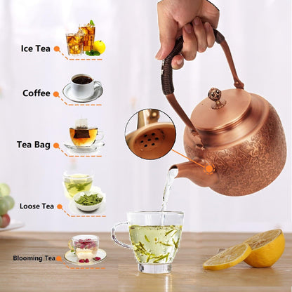 Kkekos Pure Copper Kettle Copper Teapot for Stovetop 1600ml (Type1)