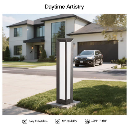 MVBT Outdoor Pathway Lights, 31.5" Wired Bollard Lights, IP65 Waterproof Landscape Path Lighting, 3000K Mordern LED Bollard Light, Curb Appeal Light for Driveway Courtyard Garden Walkway Sidewalk Lawn