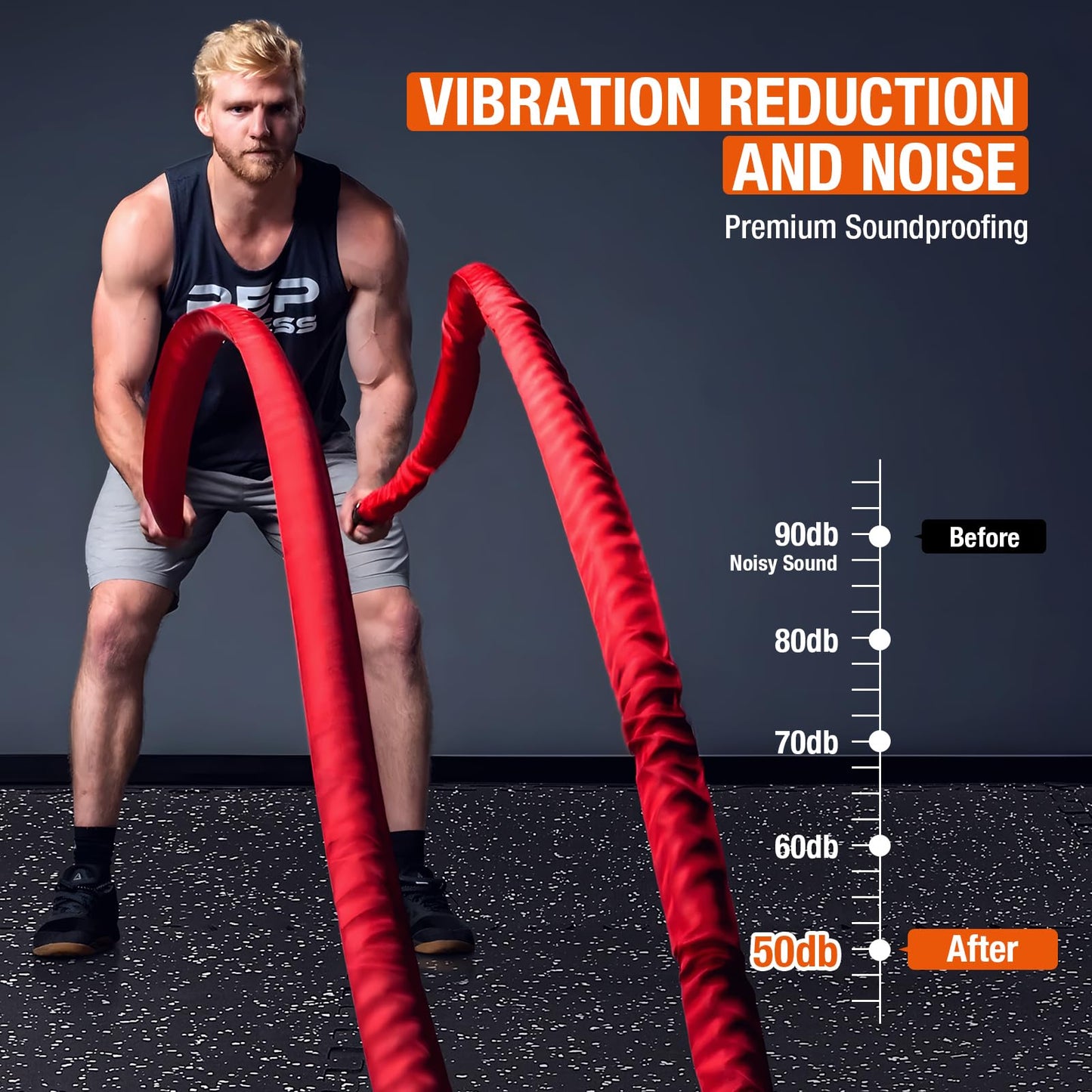 FAHKNS Gym Mat, 0.56'' Thick Exercise Equipment Mats,12 Pcs 48 Sq Ft Rubber Top Floor Tiles, EVA Foam Exercise Mat Tiles - Durable, Non-Slip, Interlocking Mat, Gym Flooring for Home Gym