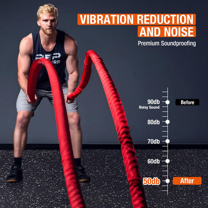 FAHKNS Gym Mat, 0.56'' Thick Exercise Equipment Mats,12 Pcs 48 Sq Ft Rubber Top Floor Tiles, EVA Foam Exercise Mat Tiles - Durable, Non-Slip, Interlocking Mat, Gym Flooring for Home Gym