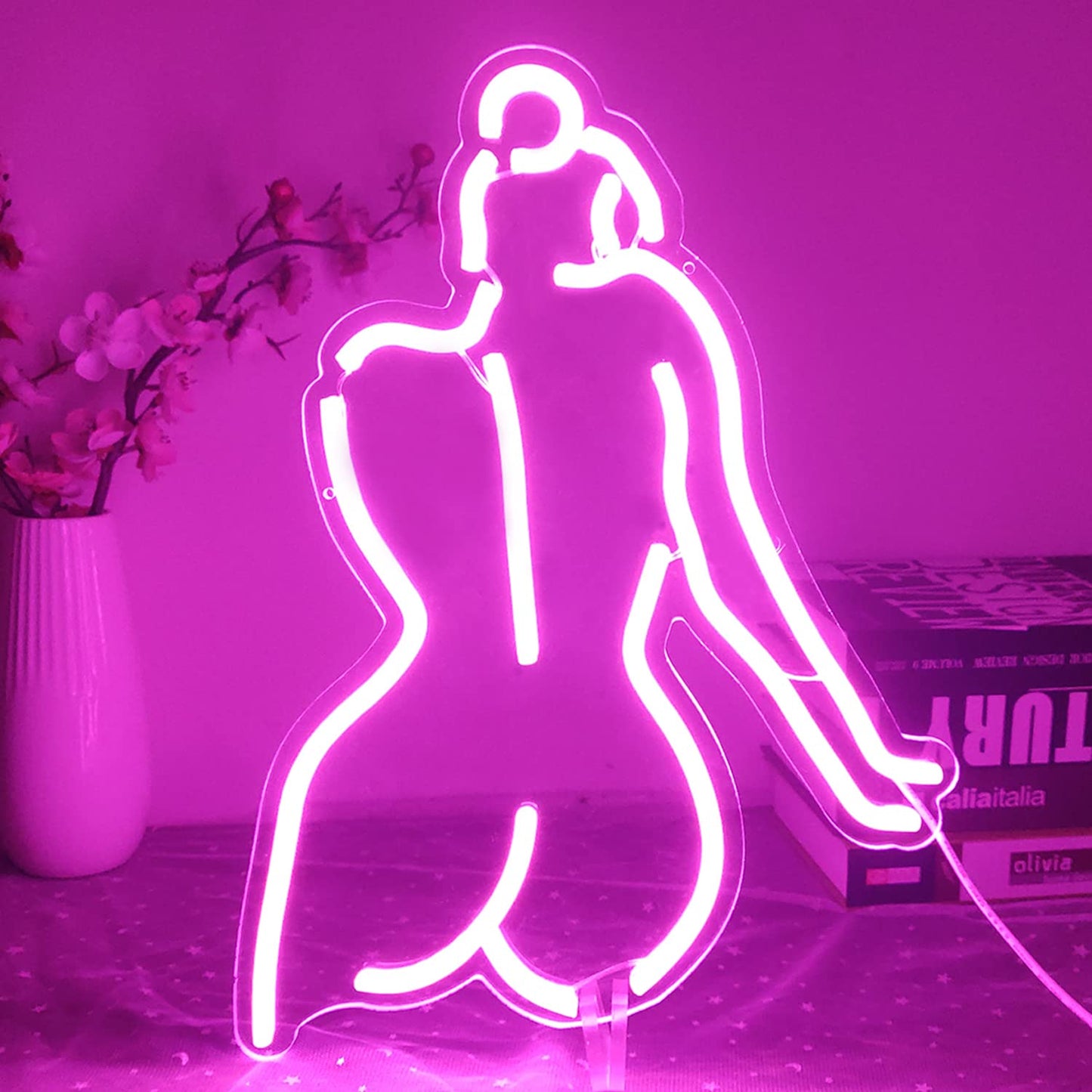 Ajoyferris Lady Back Neon Sign Dimmable LED Lady Sign Woman Neon Sign Sexy Lady Neon Signs for Bedroom Man Cave Bar Store Home Party Art Decor Gifts(16X11 inches,Blue)