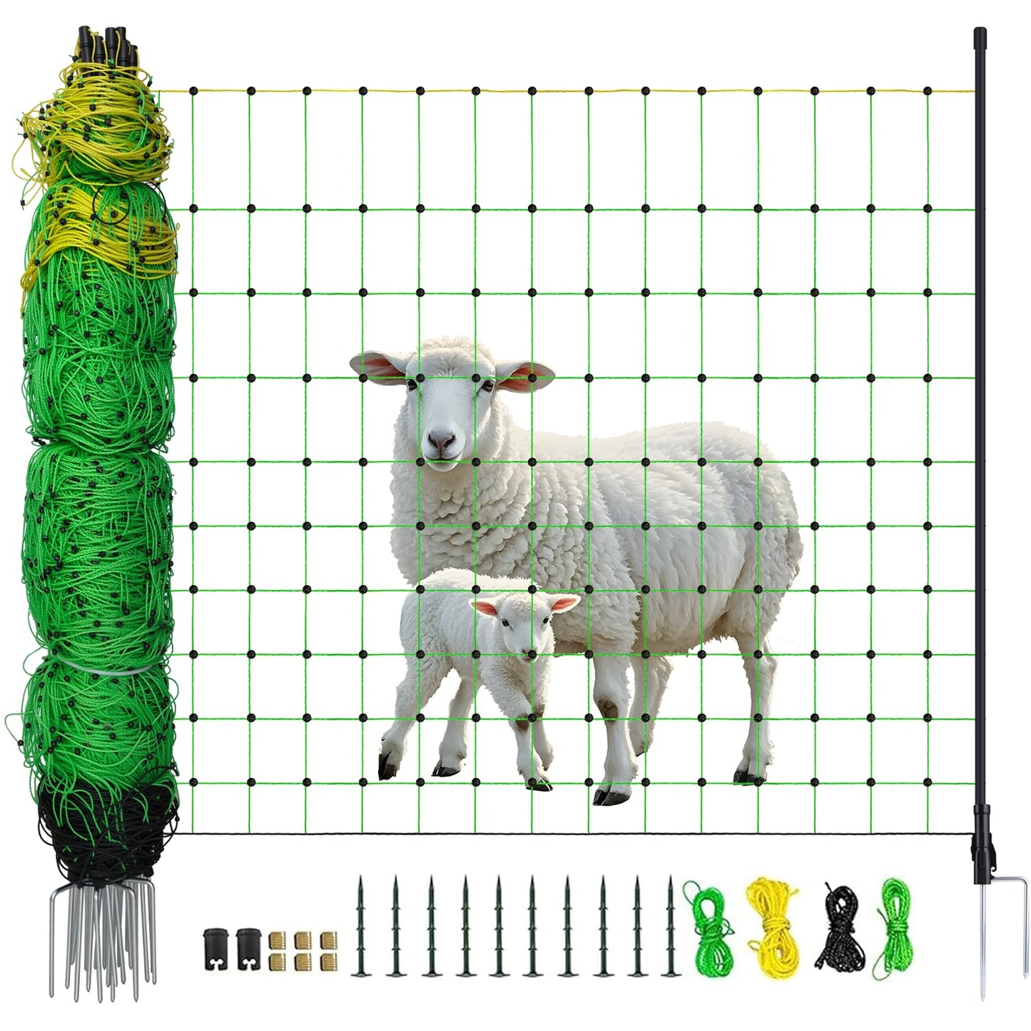 Electric Fence Netting, 42.5" H x 164' L, Larger Animals Electric Fencing for Backyards, Homesteaders, Farms, Ranches, Gardens