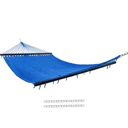 Sunnydaze Soft-Spun Polyester Rope Double Hammock for Outside - 600-Pound Weight Capacity Extra Large Hammock - Blue
