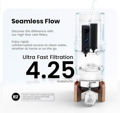NSF Certified Carbon Replacement Filter Elements (PF-4) - Pack of 2 Filters for Phoenix Gravity Water Filters, Replacement for Berkey® BB9-2, Waterdrop, Purewell & Other Water Filters