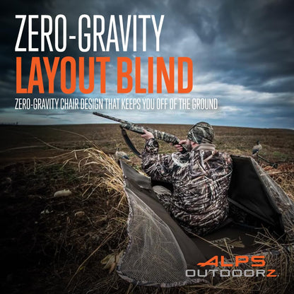 ALPS OutdoorZ Zero-Gravity Layout Blind - Advanced Hunting Blind in Realtree MAX-7, with Flared Fabric, Heavy-Duty Stakes, Padded Seat & Headrest, Gear Pockets, and Backpack Straps