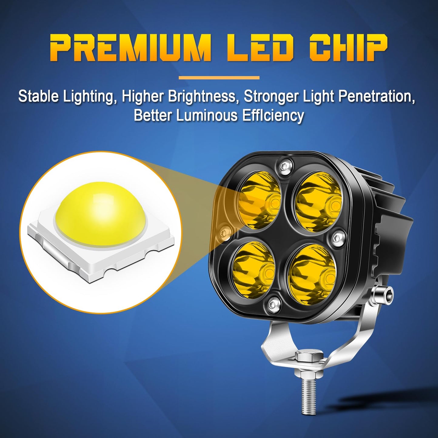 SKYWORLD 3" 40W 8-Pack Yellow LED Pod Lights - IP67 Waterproof Off-Road Work/Fog Lights for Trucks,Wrangler, SUVs, ATV, UTV, Motorcycle-4000K Work Lamp
