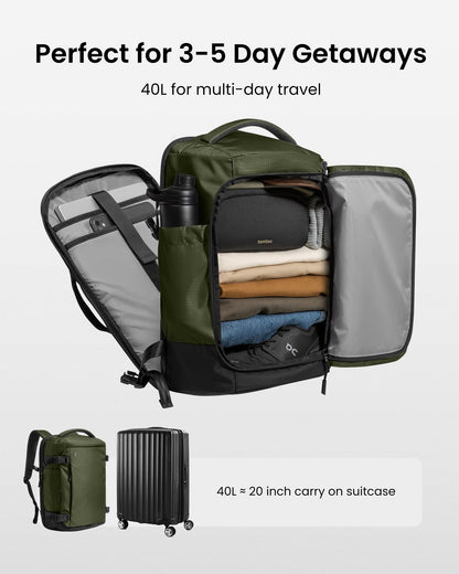 tomtoc Travel Backpack 40L and 3 Set Packing Cubes for Travel Essentials