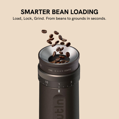 OutIn Fino Portable Electric Coffee Grinder,Adjustable Coffee Bean Grinder with 28 Precise Grind Setting,One-Button Burr Coffee Grinder with Fast‑Charge Battery, Auto‑Stop & Clog‑Protection