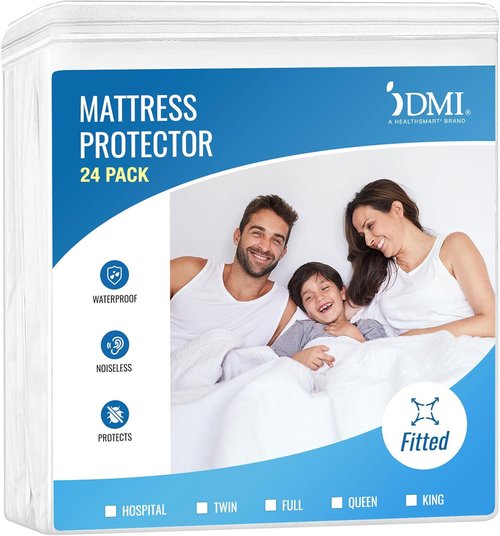 DMI Waterproof Queen Mattress Protector - Premium Protection for Your Mattress | White, 24-Pack